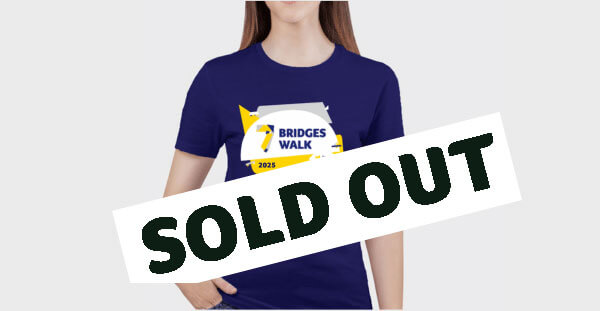Navy t-shirt sold out Blue 7 Bridges Walk 2025 t-shirt